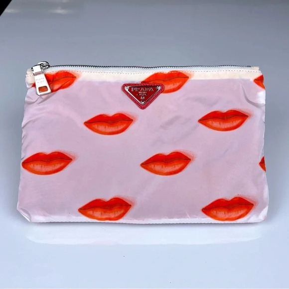 Prada Tessuto Nylon Lip Print Pouch - Picture 1 of 5